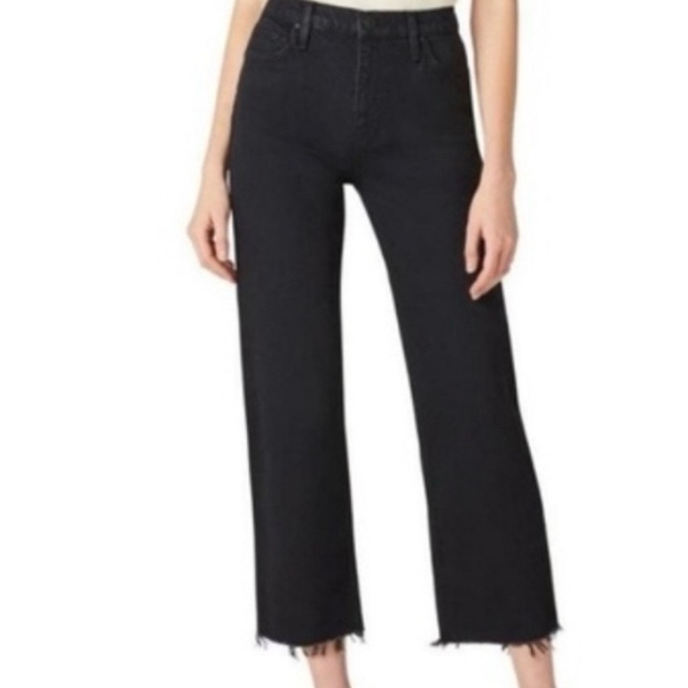 Hudson Jeans The Remi Straight Cropped Faded Black Jeans Raw Hem